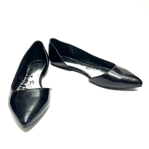 Vintage Y2K deadstock black vegan patent leather pointed toe ballet flats - Picture 4 of 8